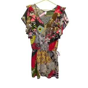PINKERTON ANTHROPOLOGIE Boho Blouse Tunic Silk‎ Dress Top Sheer Ruffle Small